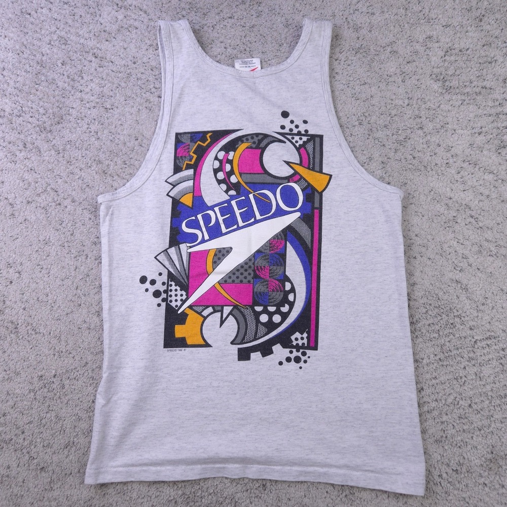 VTG Speedo Shirt Mens Medium Tank Top 90s 80s Surf Double Sided Made In USA